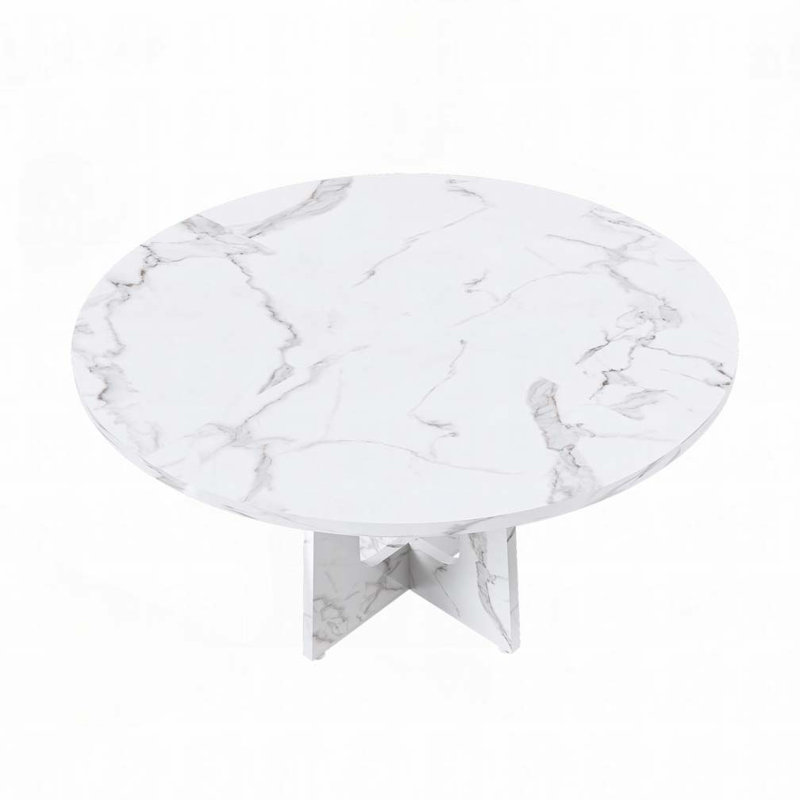 47.24" Round Dining Table,Farmhouse MDF Table, White
