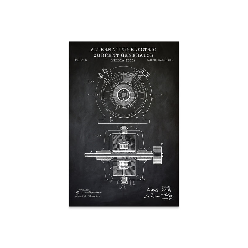 Générateur de courant électrique alternatif Tesla, noir sur plastique / acrylique