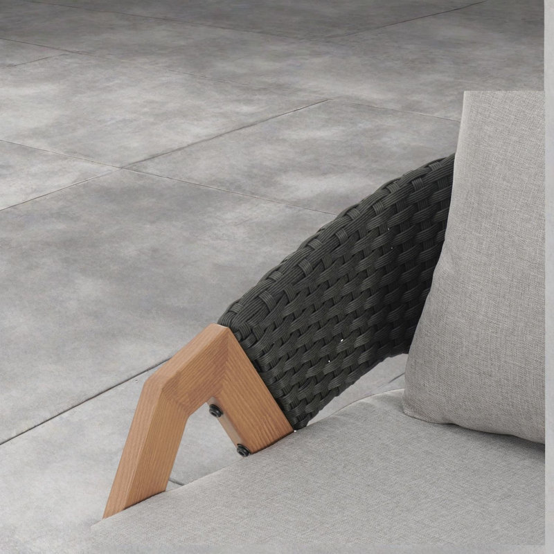 Ensemble de sofas de patio modernes, chaises en métal et en rotin pour recevoir à la maison, Gris