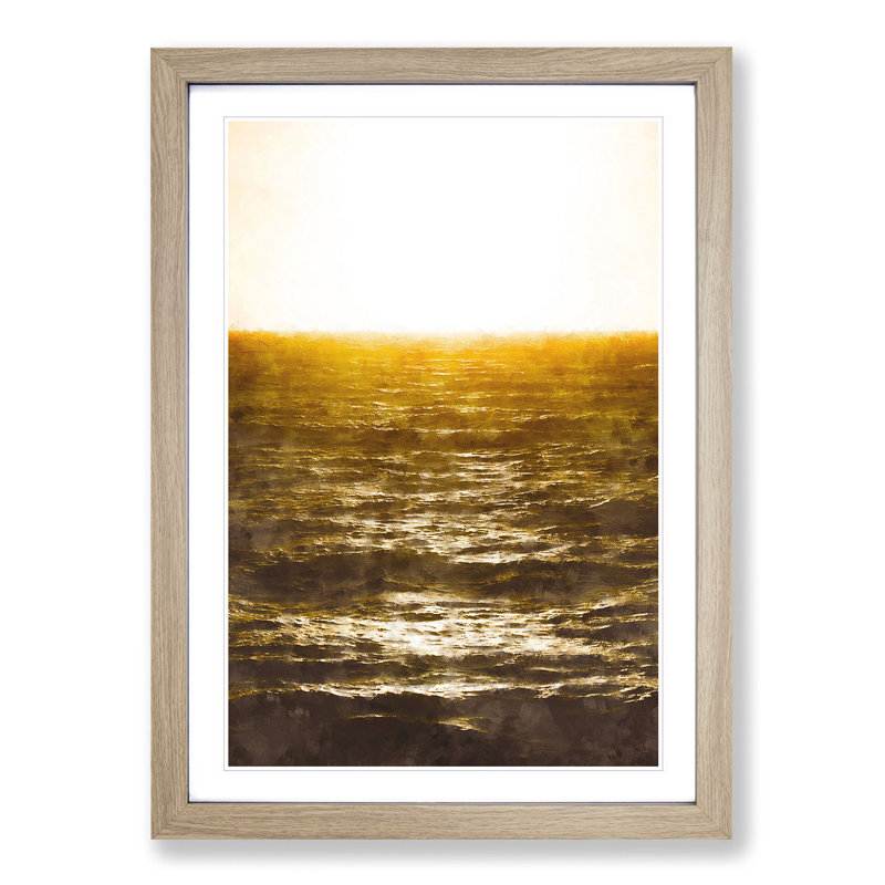 Light over the Ocean - Picture Frame Graphic Art Print, 63cm H x 45cm W x 2cm D, Oak Framed