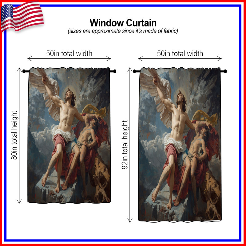 Rideaux de fenêtre classiques, voilages et voilages à motif angélique - 1 panneau, 50" x 80" - 1 Panel, Sheer