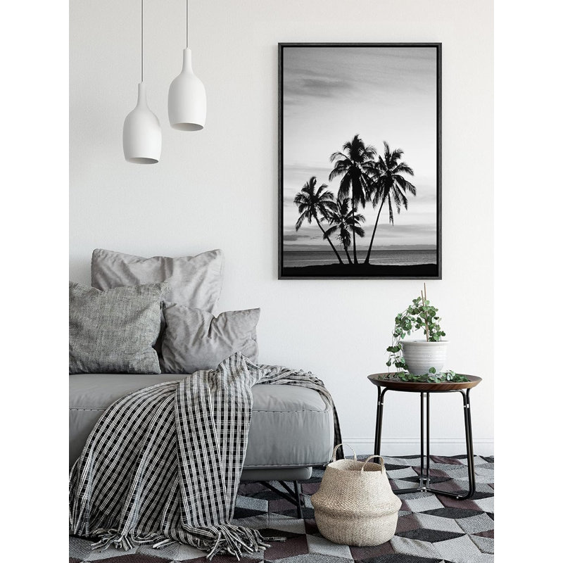 Film Grain Palm Trees & Skyline Floral Plants, photographie d'art moderne rustique sur toile, H 24 po x l 16 po x P 1,5 po