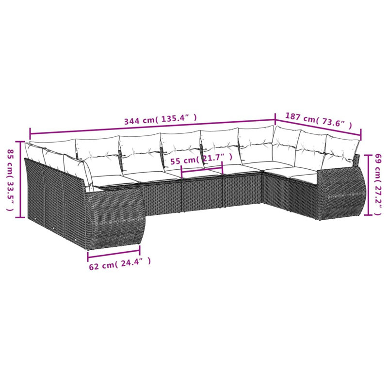 Ensemble de canapé de jardin Vidaxl beige, blanc crème