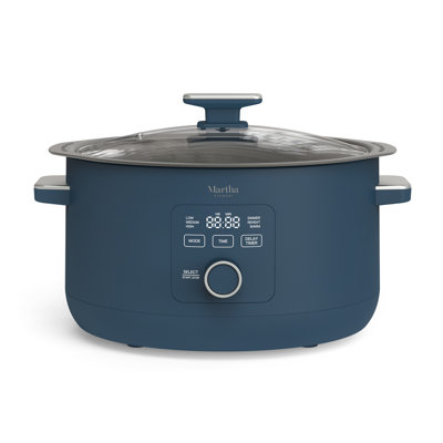 Martha Stewart 8 Quart Slow Cooker, Ceramic Nonstick, Indigo