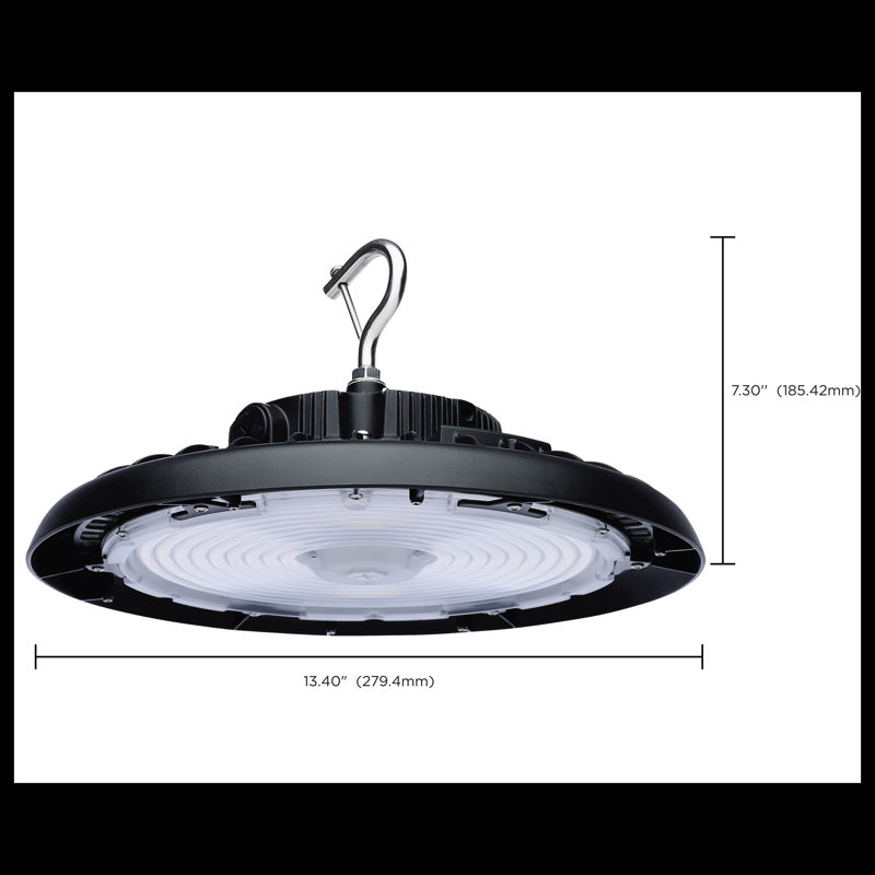 Dimmable Round High Bay Ceiling Light, Black