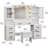 Kenn 58.4" Modern Led Makeup Vanity Set With Mirror, 8 Drawers & Charging Station - Includes Stool, White And Gold