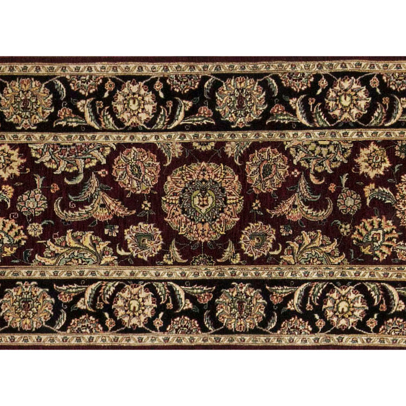 Manchuria Wool Oriental Area Rug in Black/Wine