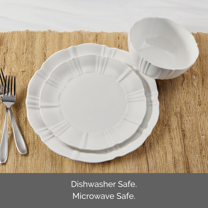 Mikasa Belle Scalloped 12 Piece Dinnerware Set, Service for 4