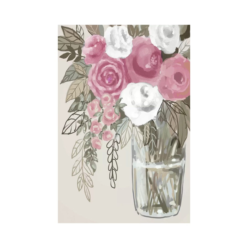 Soft Pink Florals I by Boho Hue Studio - Wrapped Canvas Painting, 20.32 cm H x 30.48 cm W