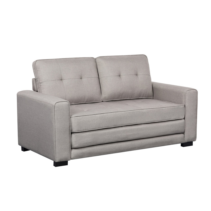 Bray 58'' Upholstered Sleeper Sofa, Light Brown 100% Linen