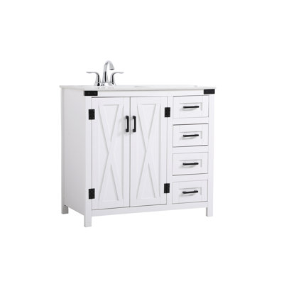 Slayton 36'' Single Bathroom Vanity with Engineered Marble Top
