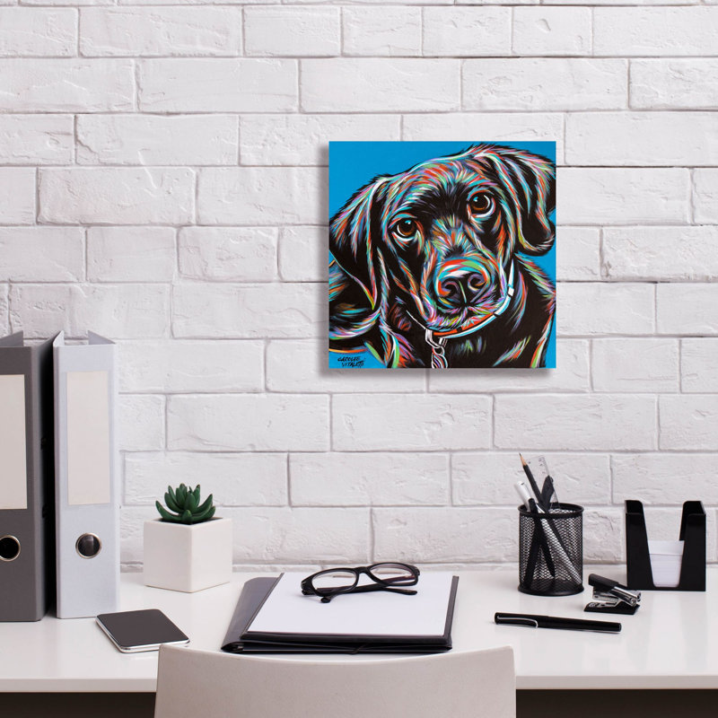 «Furry Dog Friend 2» par Carolee Vitaletti, art mural sur toile, H 12 po x l 12 po x P 0,75 po
