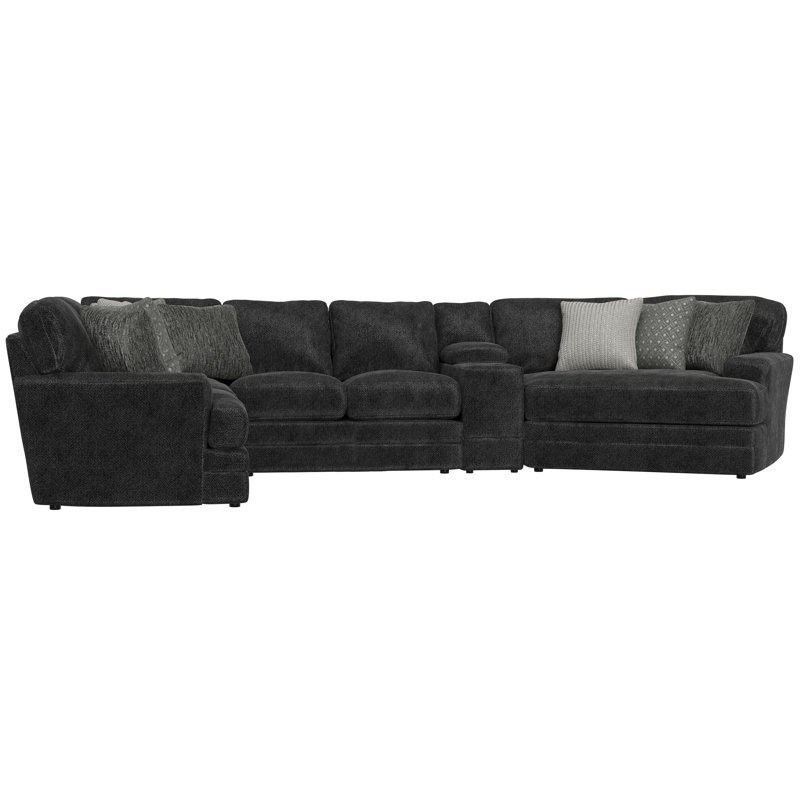 Canapé modulaire 4 pièces Delicia, Polyester gris, Orienté à gauche (vu de face)