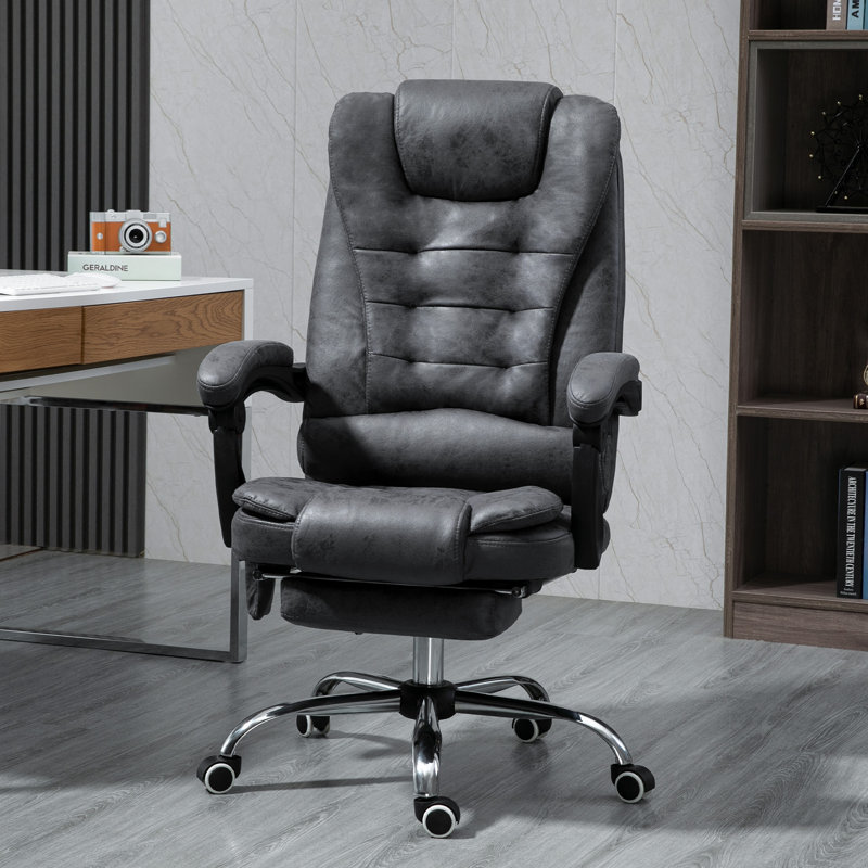 Barkett Upholstered Executive Chair with Massage Feature, Dark Grey, Microfiber / Microsuede