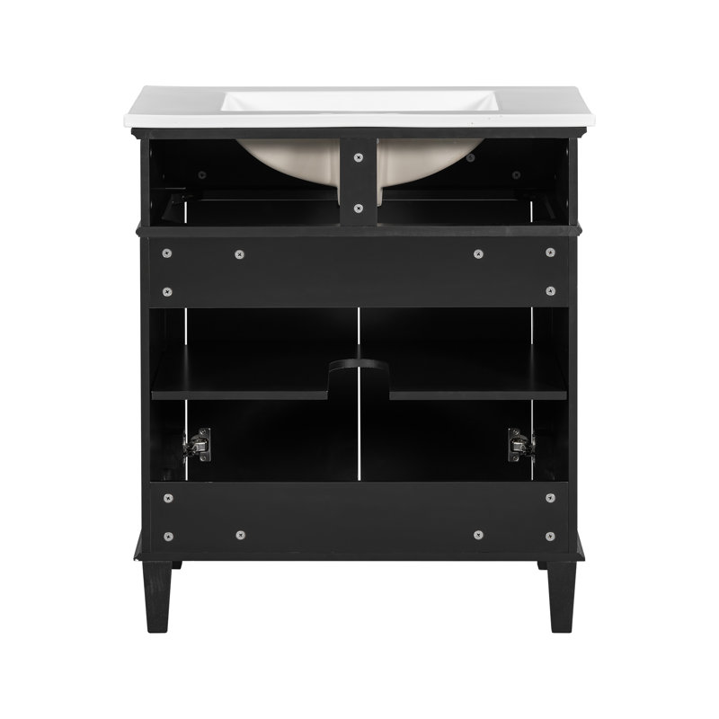 Meuble-lavabo simple 30 po avec comptoir en céramique, Vert