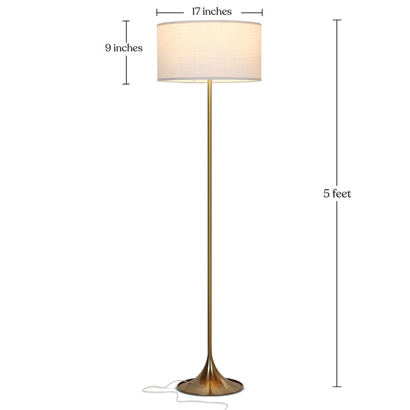 Quinn 60 in. Mid-Century Modern 1-Light LED Energy Efficient Floor Lamp with Fabric Drum Shade