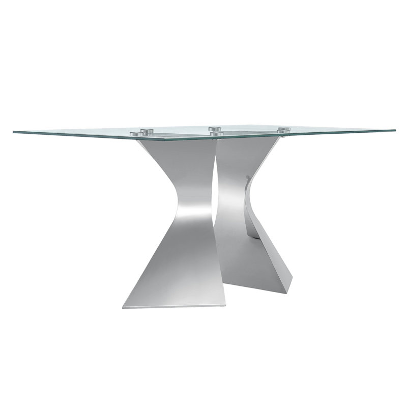 Table de salle à manger rectangulaire Isamarie L 35,4 po x l 63 po, Argent