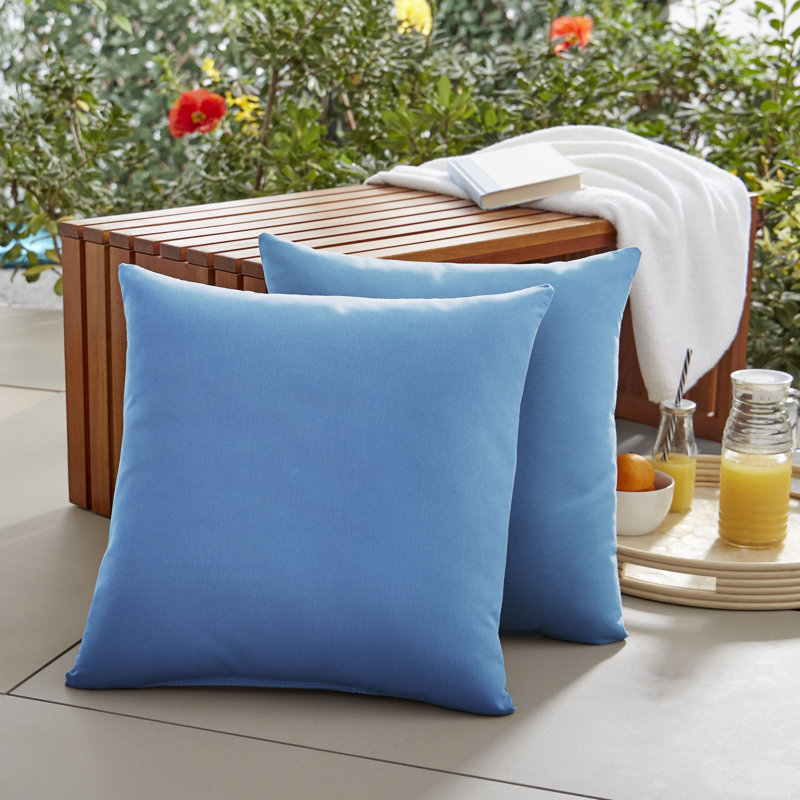 Borgey Outdoor Reversible Throw Pillow, Light Blue, 18" H x 18" W x 6" D