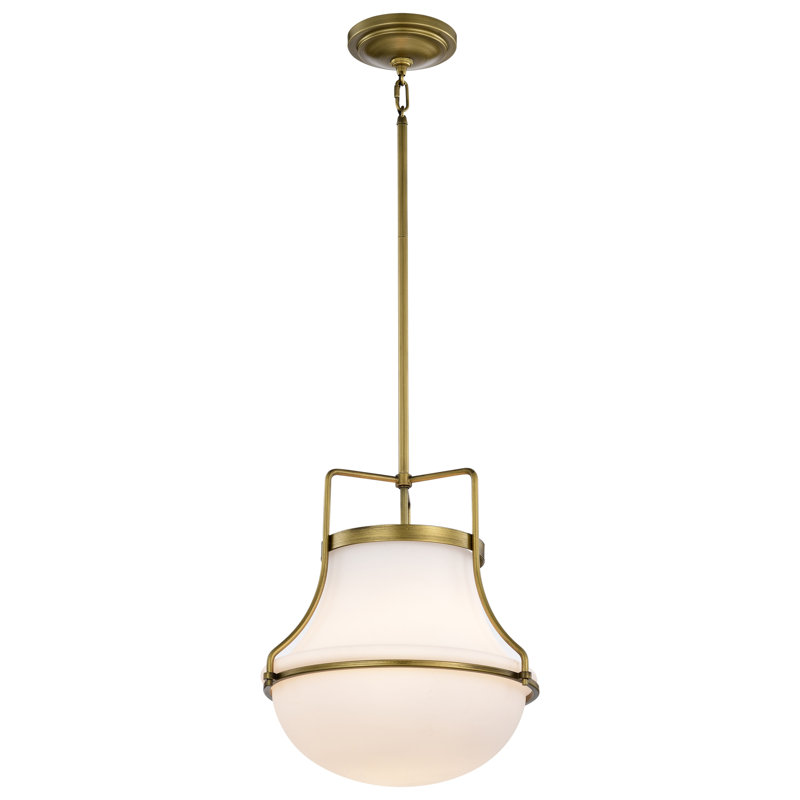 Luminaire suspendu 1 lumière Bashaw, Laiton naturel, H 53,88 po x l 14 po x P 14 po