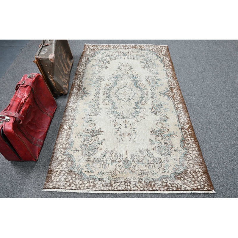 Tapis turc rétro tissé à la main beige pour un décor rétro unique et un tapis antique