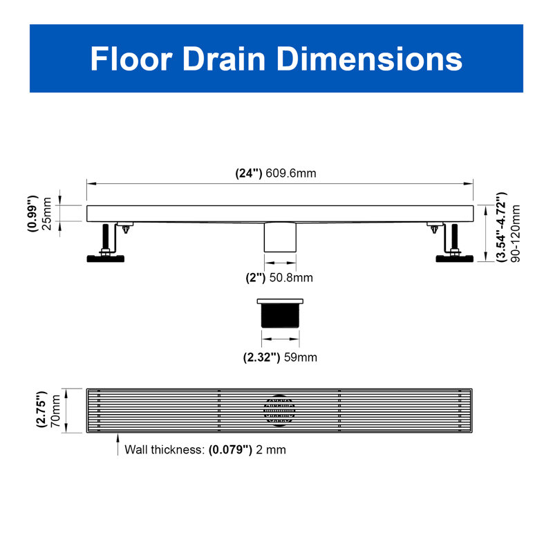 Shower Drain, Linear Shower Drain 18 Inch