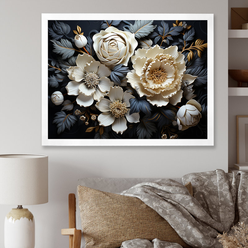Enchanted Peonies Grace - Peonies Wall Art Prints, Cadre photo blanc, H 12 po x l 20 po x P 1 po
