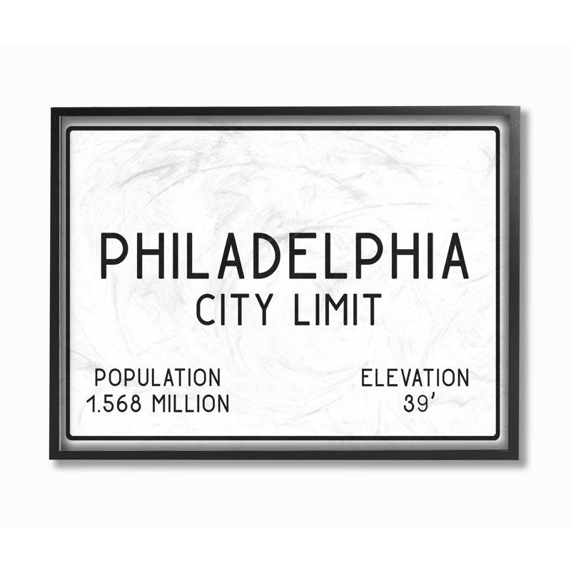 «Philly City Limit» par Daphne Polselli, reproduction d'art textuel sur toile, H 16 po x l 20 po, Giclée encadrée noir minuit