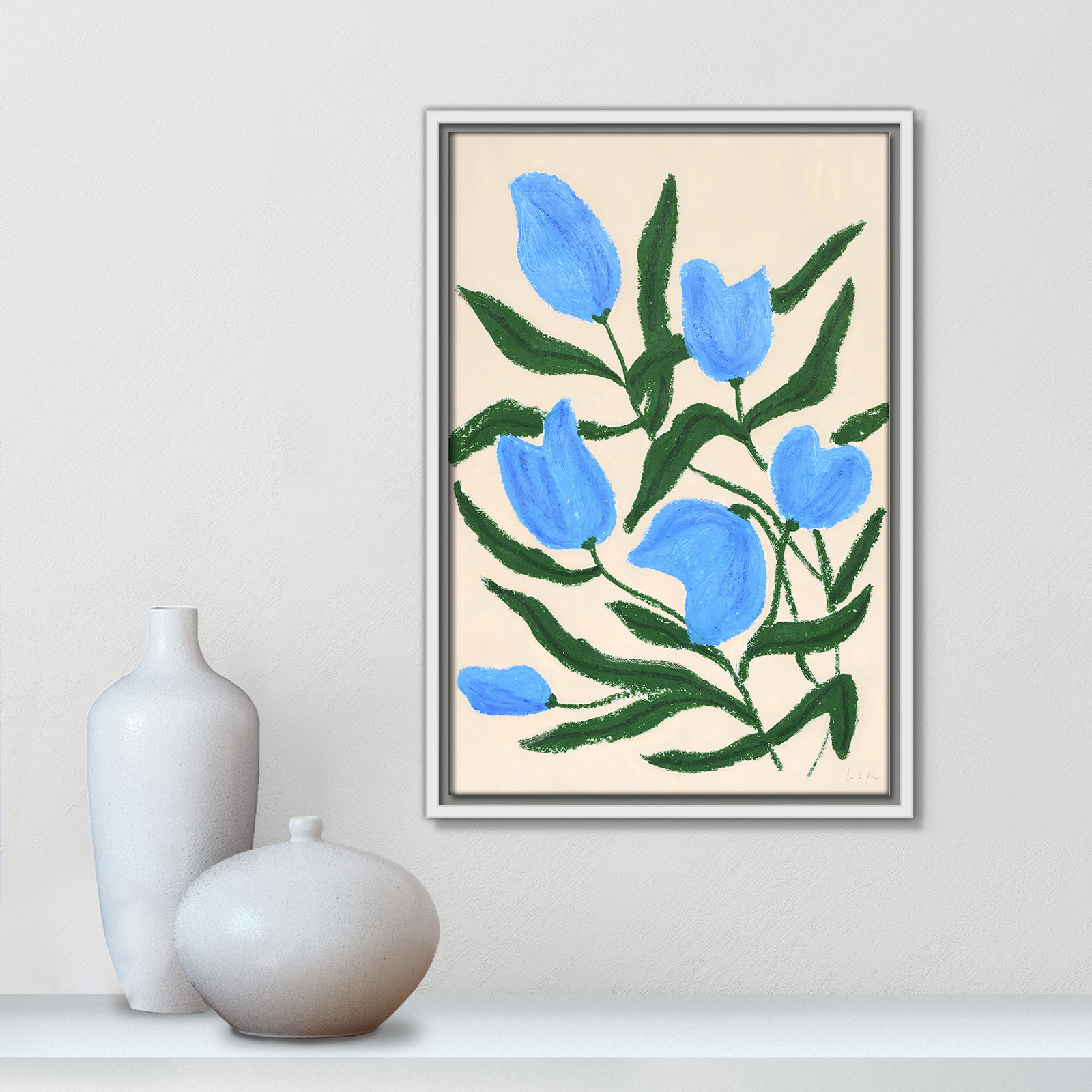Blue Tulips Print by Camilla Bergqvist, 19.5" H x 13.5" W, White
