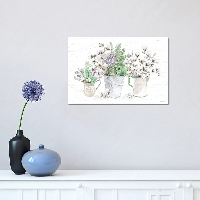 Farmhouse Cotton I Sage by Beth Grove - Painting on Canvas, 30.48 cm H x 45.72 cm W, Wrapped Canvas