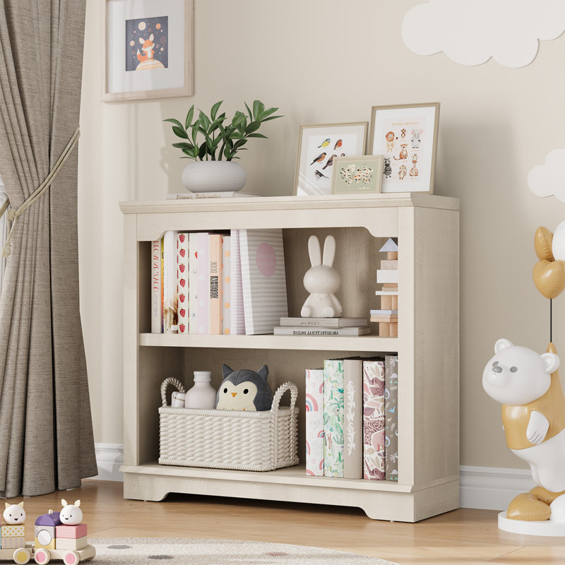 Luper 29.5" H X 31.5" W Standard Bookcase with 2-Tiers Shelf, White, (2 Shelves) 29.5"H x 31.5"W x 11"D