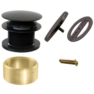 Universal Thread Tip-Toe Bathtub Drain Trim with Illusionary No-Hole Faceplate and Adaptor Bushing