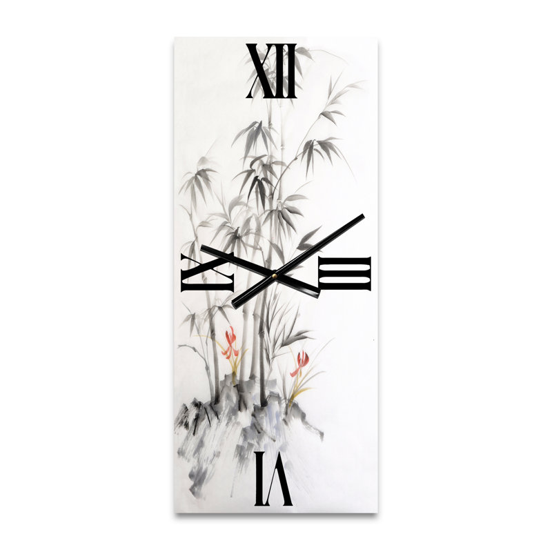 Vintage Monochrome Bamboo III - Traditional Wall Clock, Large