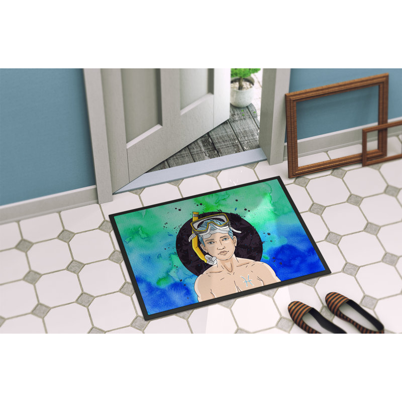 Enseigne 36 po x 24 po poissons zodiac tapis de porte extérieur antidérapant