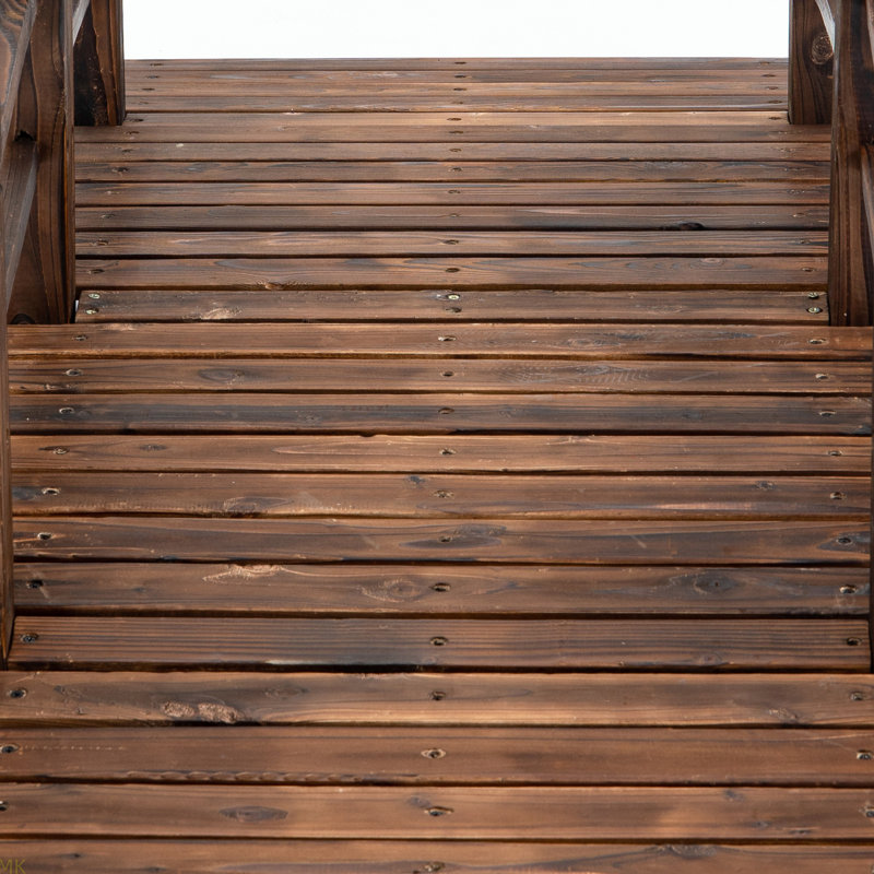 Passerelle en bois de sapin en bois avec pont et rampes latérales pour les cours, les jardins et les ruisseaux, bois teint