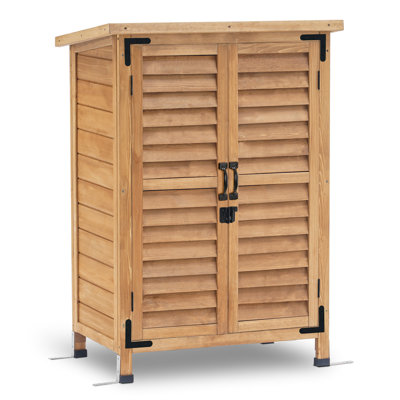 2.05 ft W x 1.5 ft D Outdoor Wood Tool Shed, Garden Wooden Tool Cabinet with Double Doors