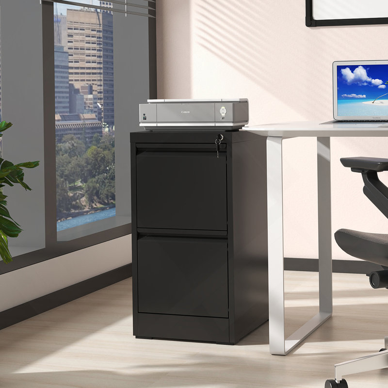 2 Drawer Metal Vertical File Cabinet With Lock For Office And Home, Suitable For A4 Legal/Letter Size Documents Storage