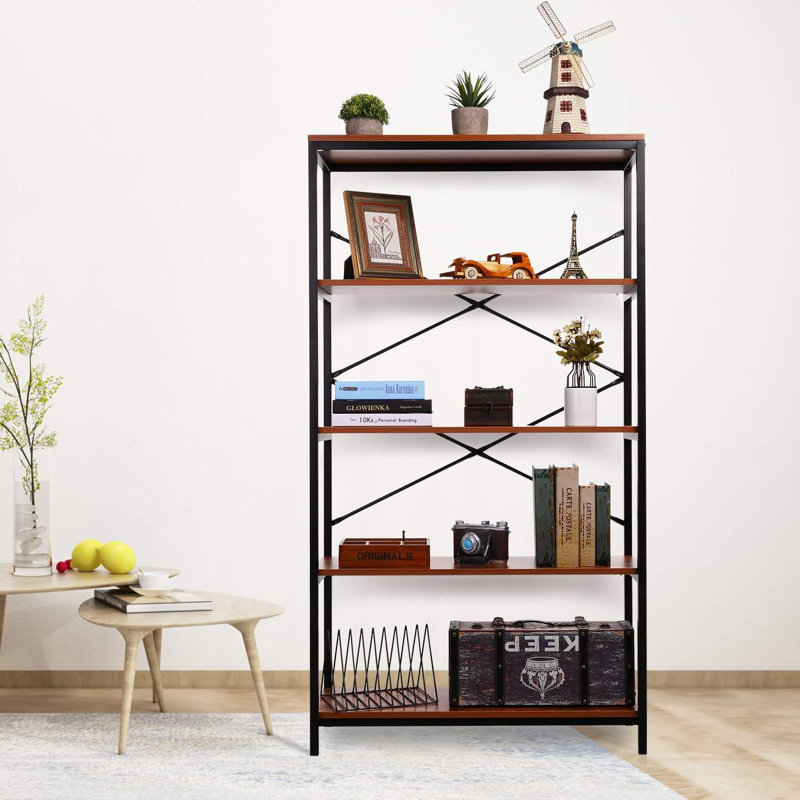 Grande bibliothèque industrielle à 5 niveaux Crum Etagere, (4 tablettes) H 57,48 po x l 31,6 po x P 11,8 po