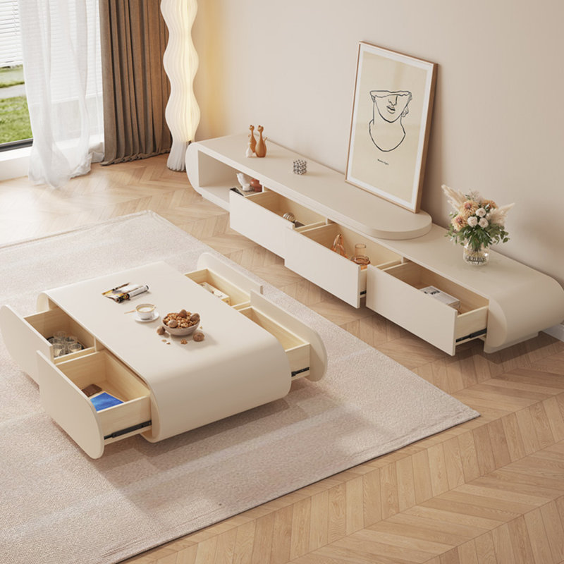 Table basse en bois de style français, Crème, crème