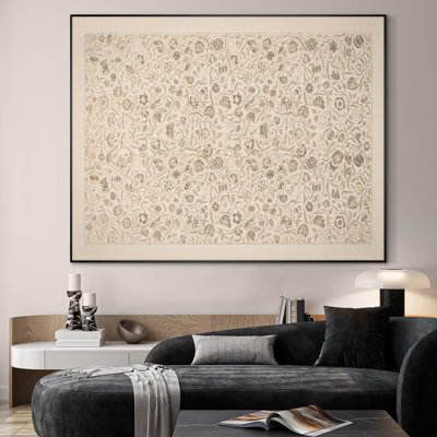 Très grand art mural imprimé sur toile - Croquis botanique rétro avec motif floral détaillé, illustration classique de la nature pour le salon ou la chambre à coucher - «Assemblage requis du cadre (cadre non fini)»