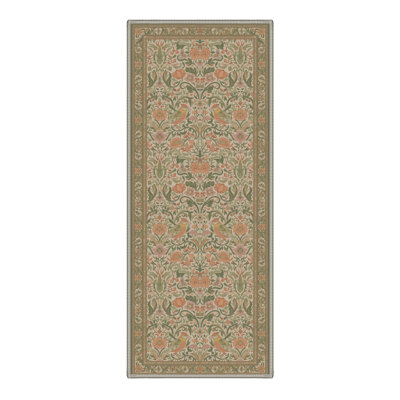 Avianora Floral Machine Washable Green / Beige Indoor Area Rug with Non-Slip Backing