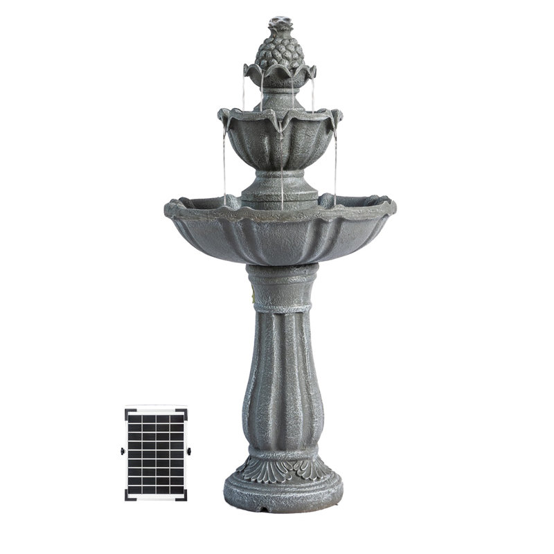  Fontaine solaire sur pied 36,2 pouces à 2 niveaux pour l'extérieur - Design classique