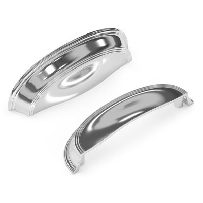 American Diner Collection Cup Pull - 3" & 3-3/4" Center to Center Cabinet Pull Chrome - Transitional, Traditional Hardware for Drawers & Cabinets