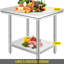 Table de préparation en acier inoxydable, 61 x 76 x 79 cm, capacité de charge de 318 kg, table de travail robuste en métal avec 3 niveaux de hauteur réglables, poste de travail professionnel pour cuisine, garage, restaurant ou jardin.-62288398