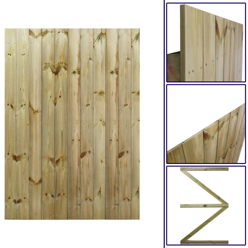 Natahsa Pressure Treated (Tanalised) Wood Gate, 180cm H x 120cm W x 4.6cm D