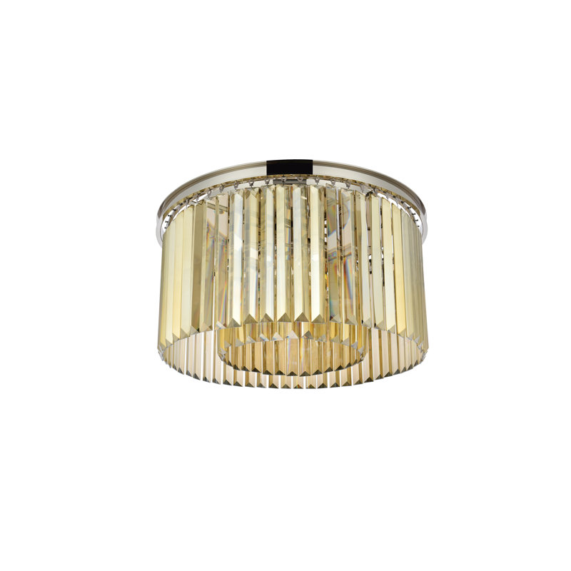 Yazmin Crystal Flush Mount, Polished Nickel, Smoky