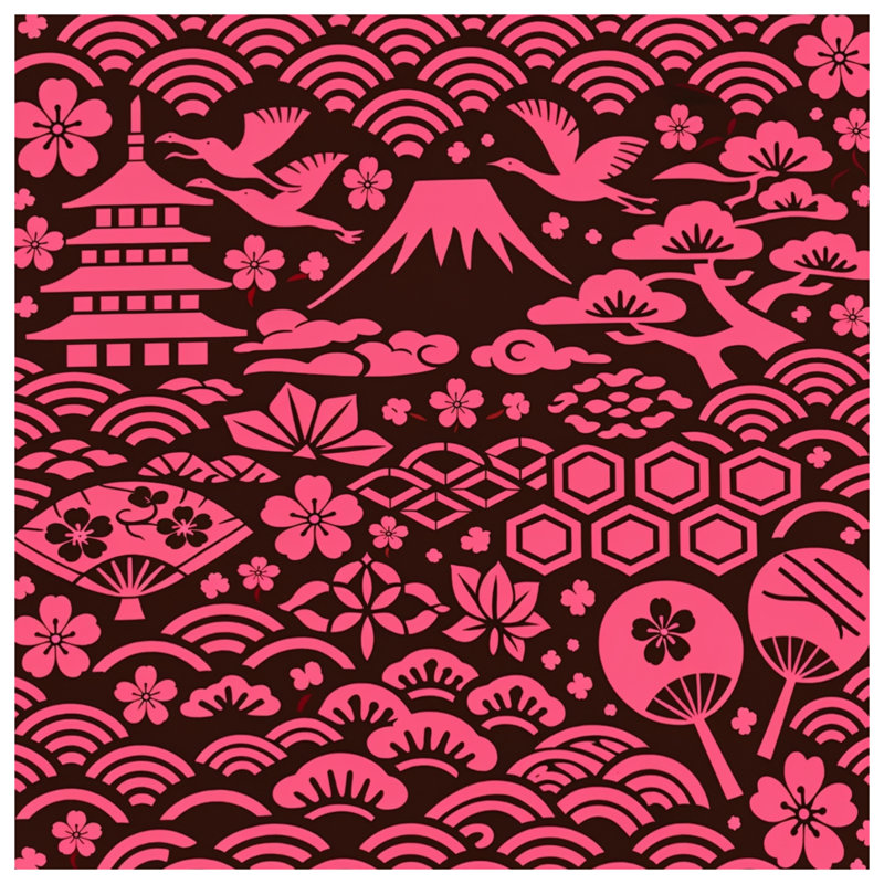 Tapis de bain à motif japonais, L 34 po x L 21 po