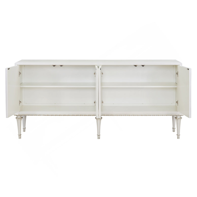 Armoire console Ansaldo blanc perle et argent scintillant