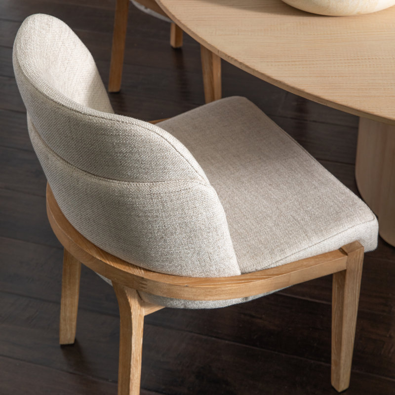 Jacquelyn Elm Upholstered Dining Chair, Off-white, White, Beige