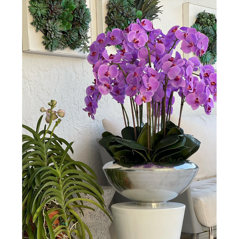 Orchid Floral Arrangement in Planter, Light Purple