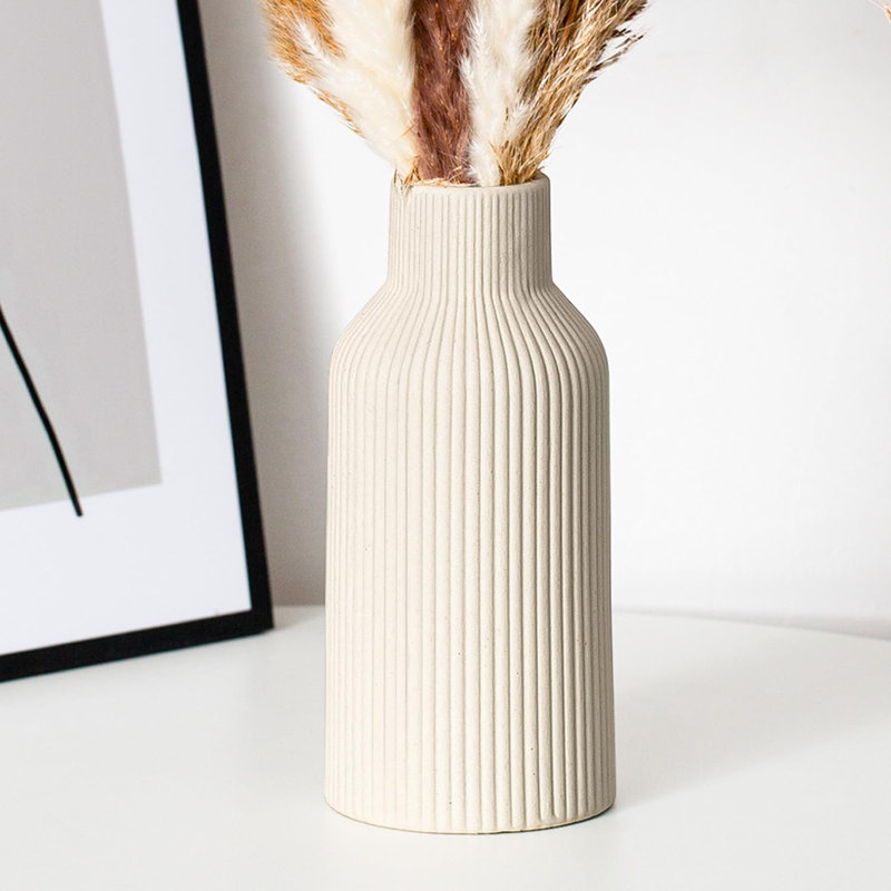 Ceramic Table Vase, Beige